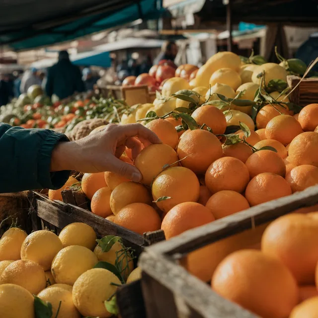 Citrus stall at a morning market
